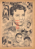 Boxing News Clipping #183 - "Standouts Of 1941 Cartoon" by Ted Carroll with  Bob Pastor, Joe Louis, California Jackie Wilson and Others