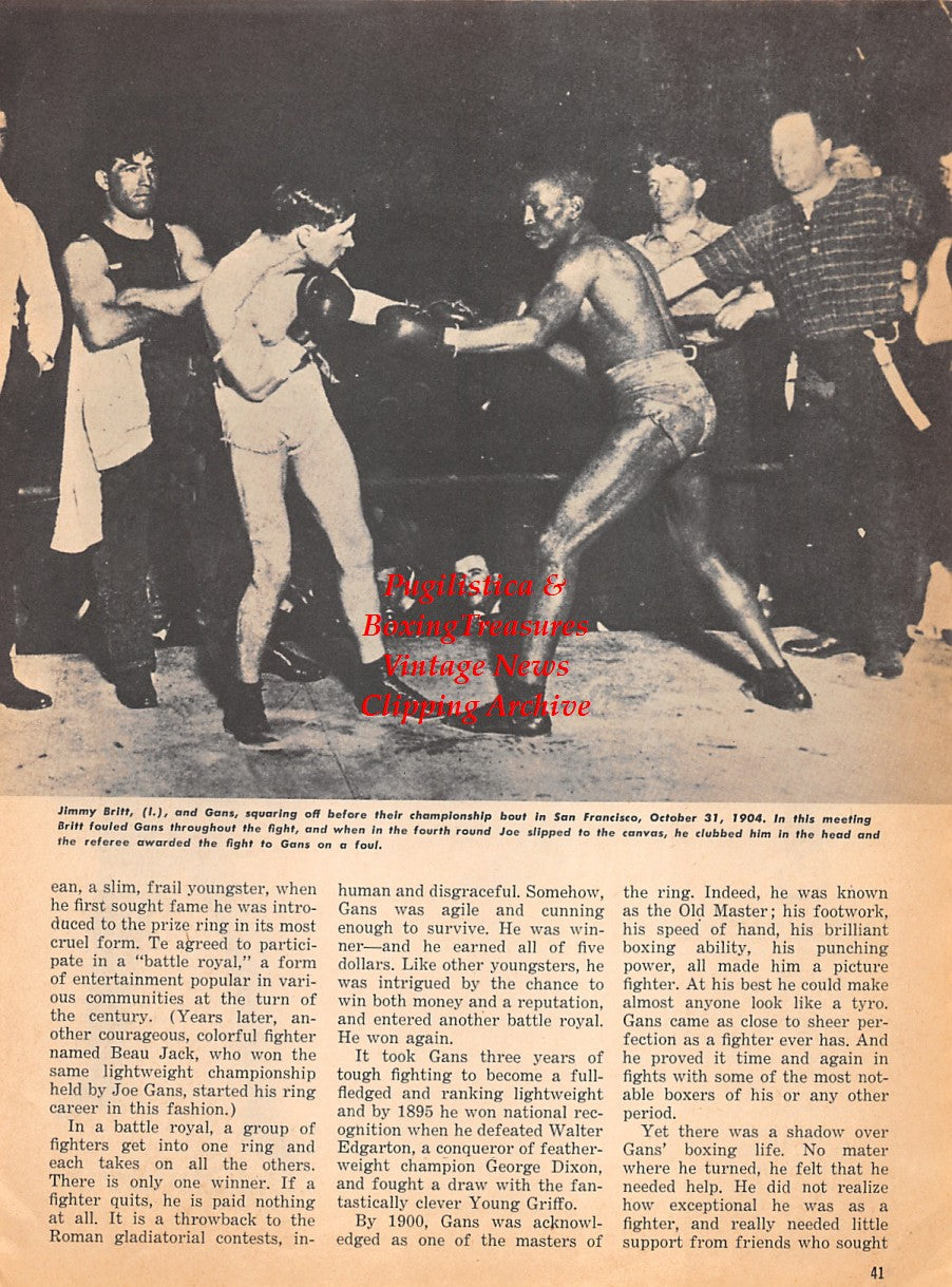 Boxing News Clipping #1834 - Joe Gans vs. Jimmy Britt, Terry McGovern, Kid Herman of Chicago
