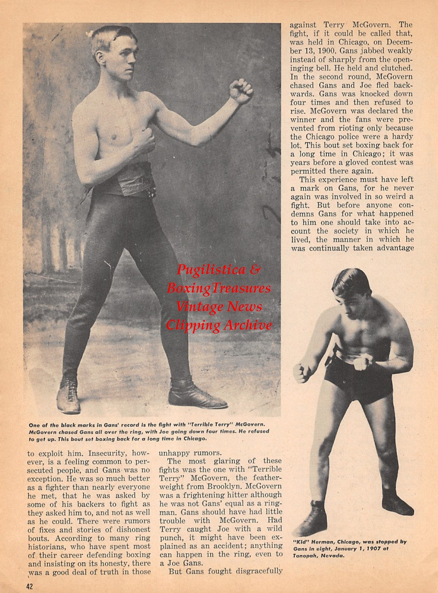 Boxing News Clipping #1834 - Joe Gans vs. Jimmy Britt, Terry McGovern, Kid Herman of Chicago