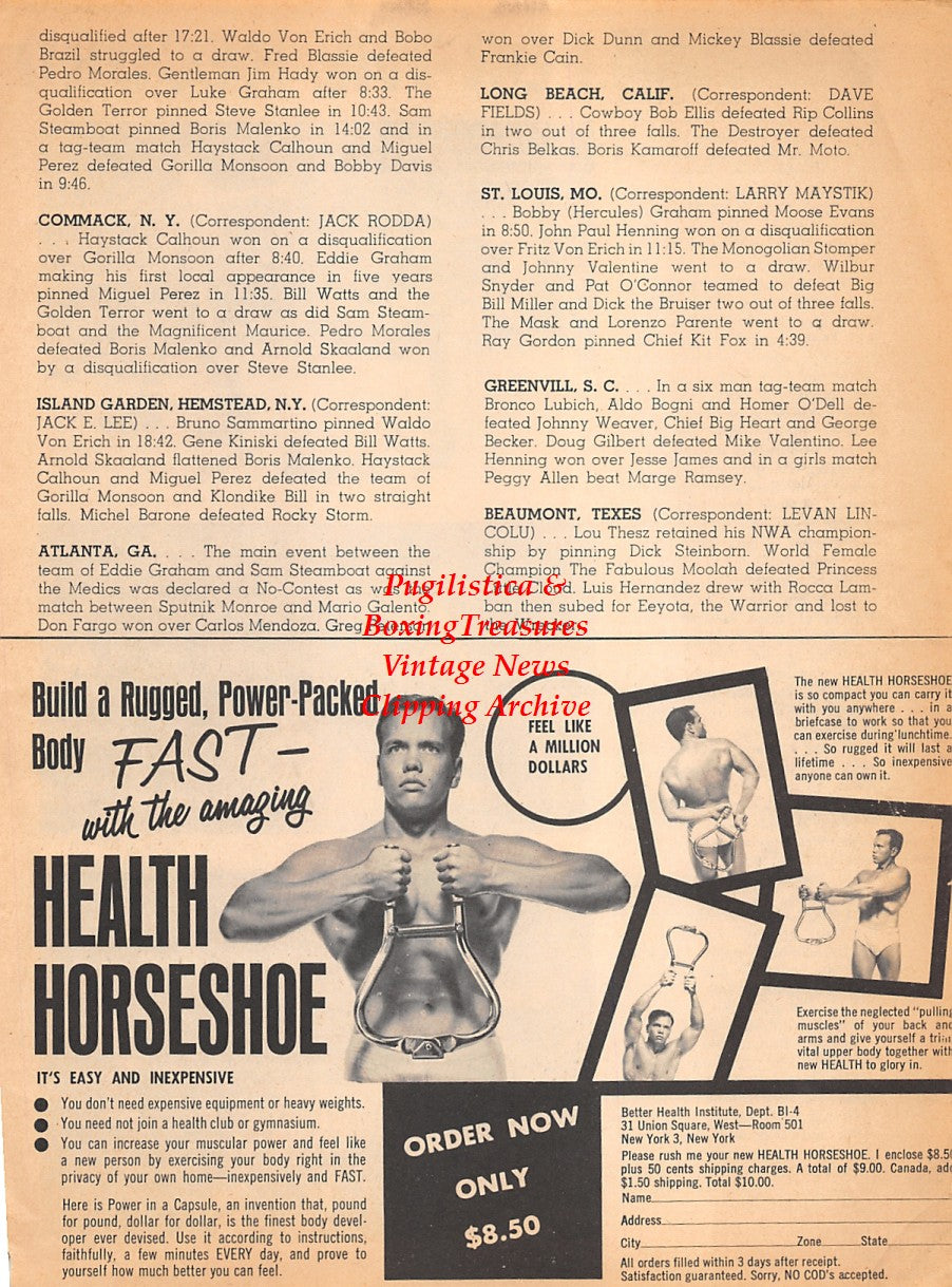 Boxing News Clipping #1839 - Willie Pastrano vs. Terry Downes, Jose Torres vs. Bobo Olson, Emile Griffith vs. Dave Charnley