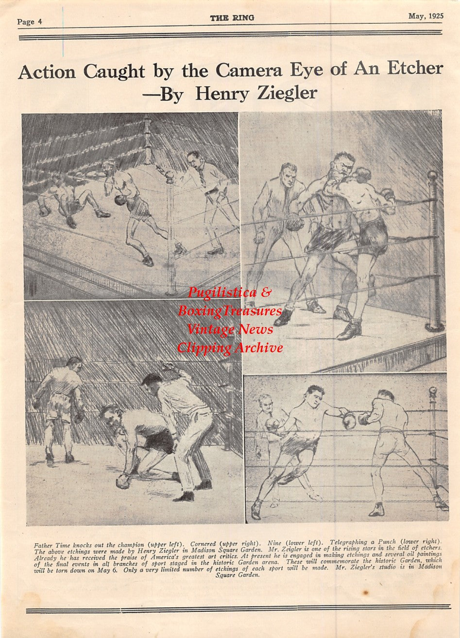Boxing News Clipping #1842 - Boxing Etchings by Henry Ziegler, James J. Jeffries