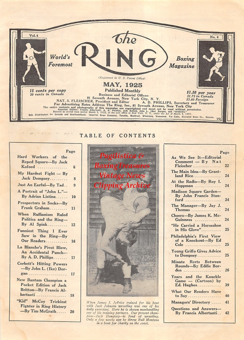 Boxing News Clipping #1842 - Boxing Etchings by Henry Ziegler, James J. Jeffries