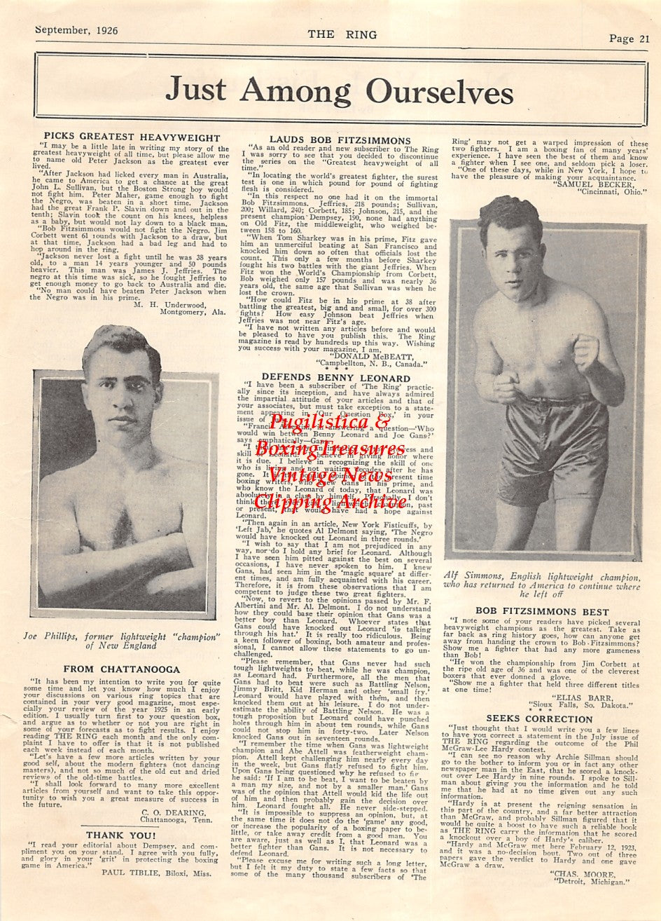 Boxing News Clipping #1846 - Joe Phillips, Alf Simmons