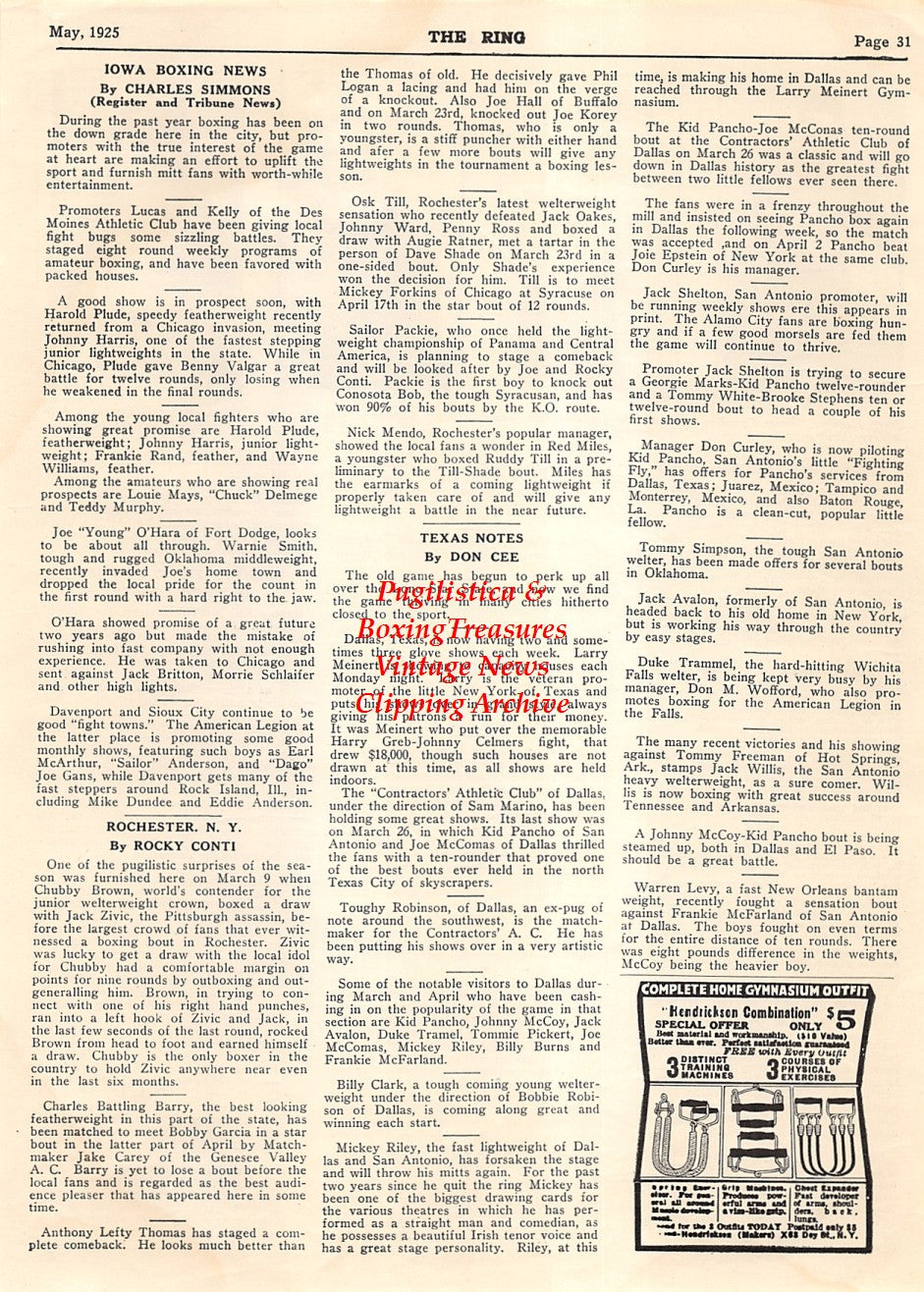 Boxing News Clipping #1849 - Harry Henning, Jackie Johnston, Jimmy Slattery, Sunny Jim Williams