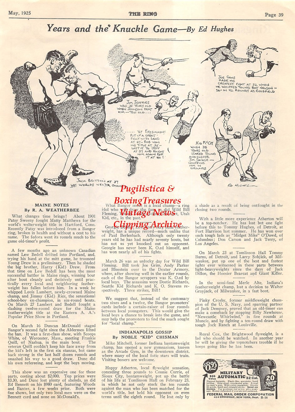Boxing News Clipping #1851 - Jem Mace vs. Tom King, Joe Gans, Jack Britton, Jim Jeffries, Kid McCoy, Bob Fitzsimmons