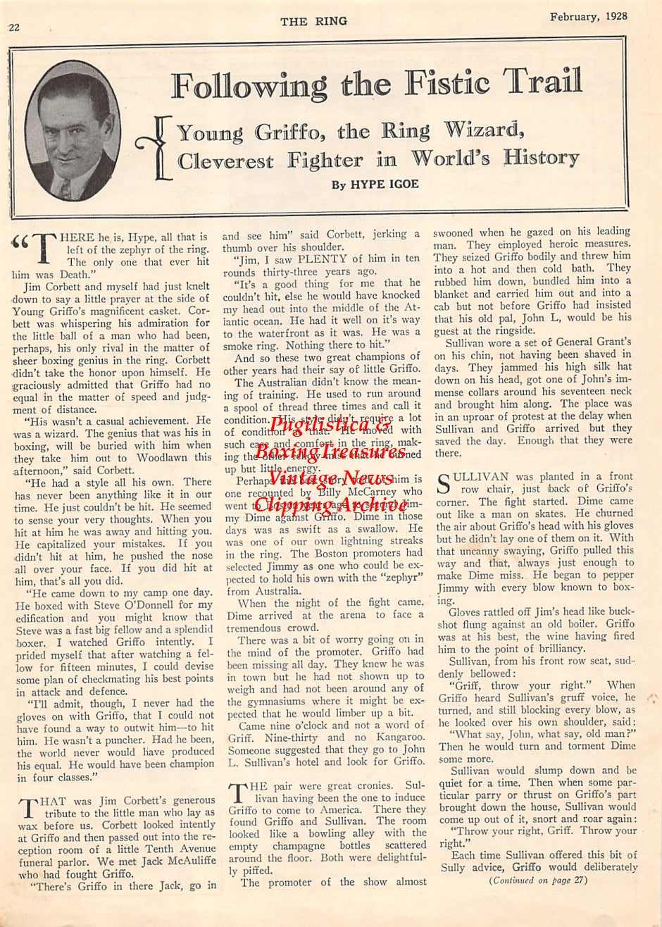 Boxing News Clipping #1859 - William Muldoon, Young Griffo
