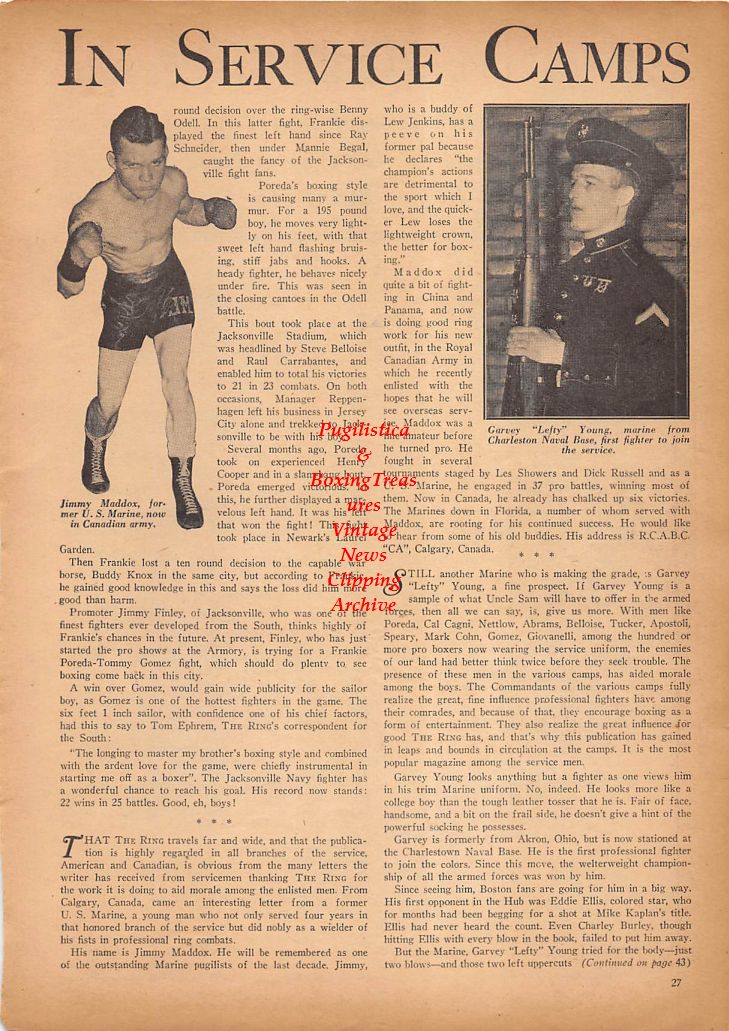 Boxing News Clipping #186 - Jimmy Maddox, Garvey "Lefty" Young