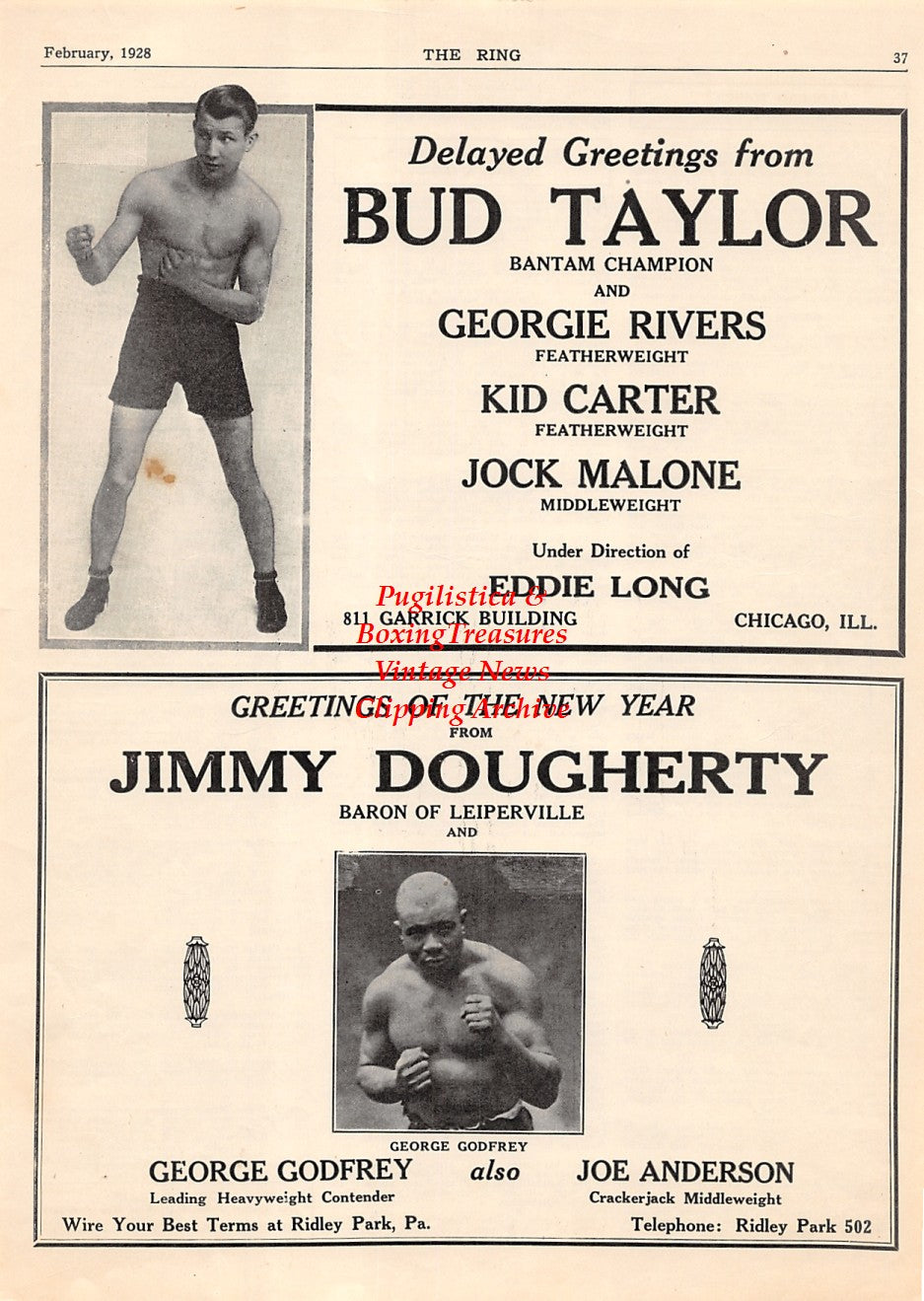 Boxing News Clipping #1862 - George Godfrey, Bud Taylor