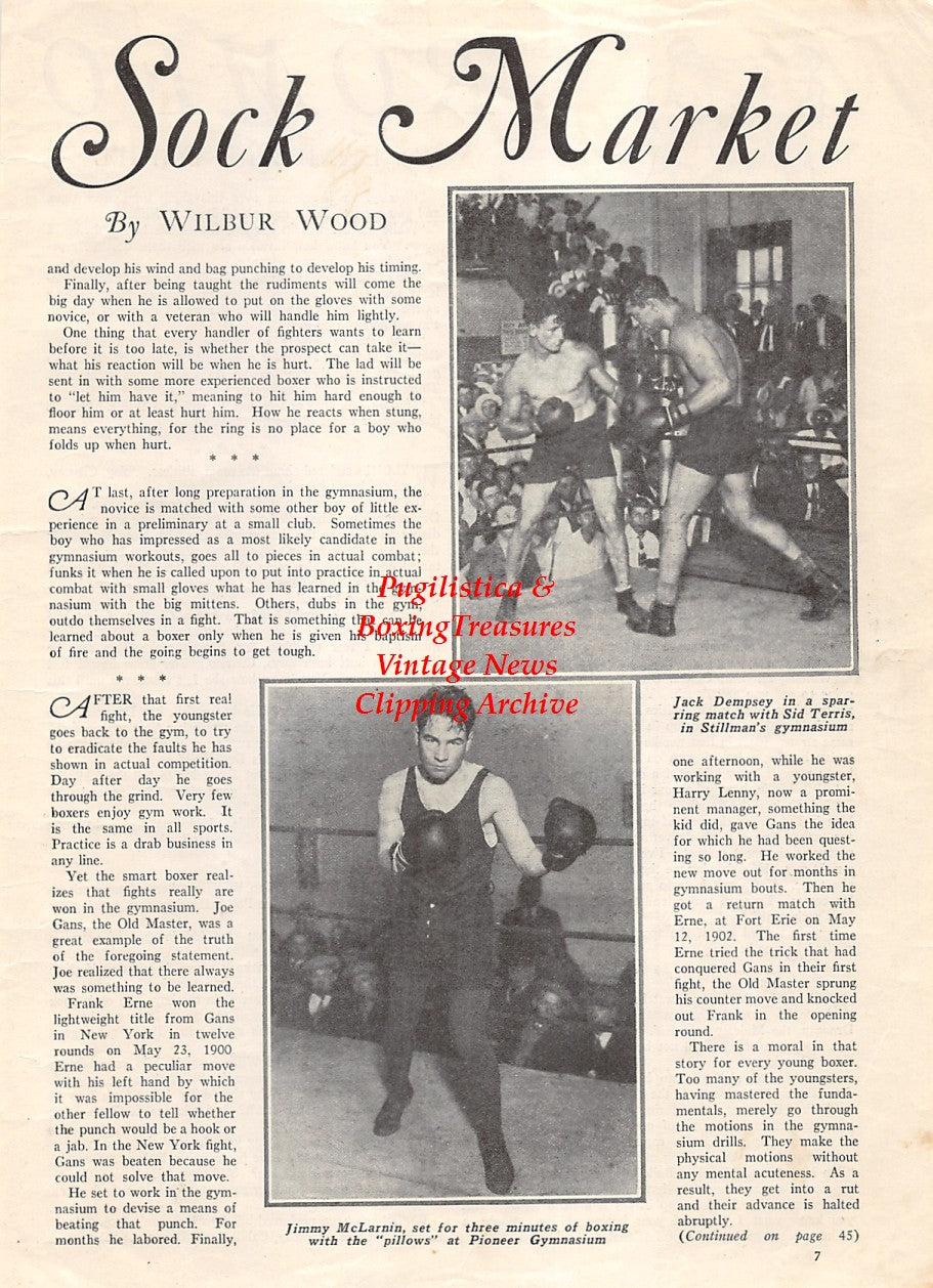 Boxing News Clipping #1866 - Jack Dempsey, Sid Terris, Jimmy McLarnin