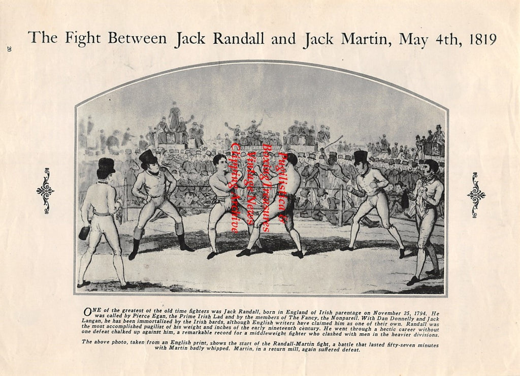 Boxing News Clipping #1870 - Jack Randall vs. Jack Martin, Jim McMillan