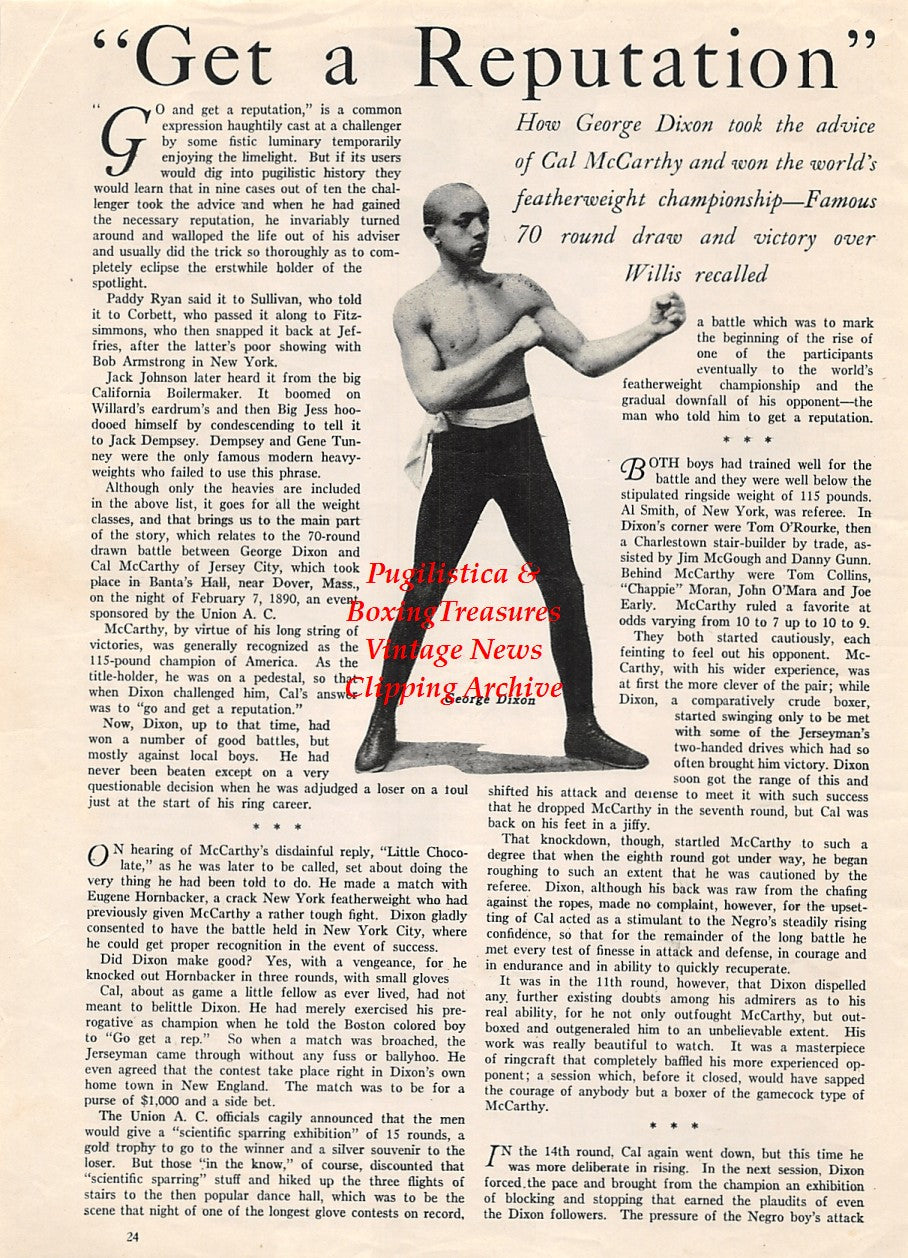 Boxing News Clipping #1872 - Ad Wolgast vs. Harlem Tommy Murphy, Ad Wolgast vs. Battling Nelson, Joe Jeanette vs. Sam McVey, George Dixon