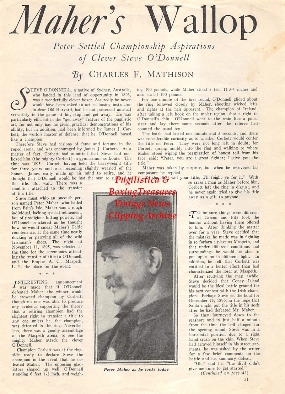 Boxing News Clipping #1875 - Peter Maher, Oscar Gardner