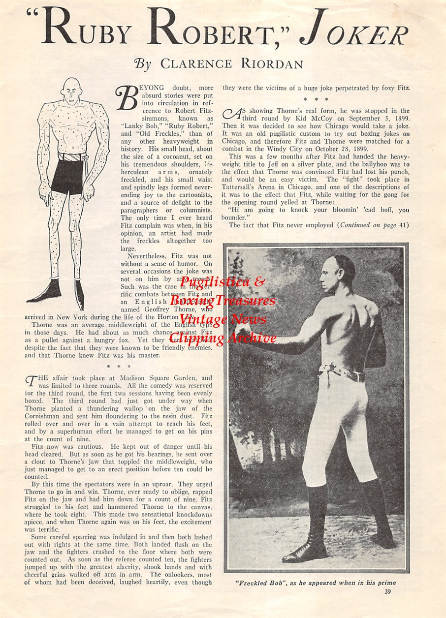 Boxing News Clipping #1879 - Robert Fitzsimmons