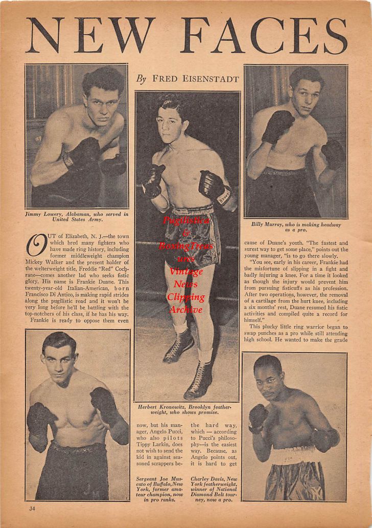Boxing News Clipping #188 - Jimmy Lowery, Herbert Kronowitz, Billy Murray, Joe Muscato, Charley Davis