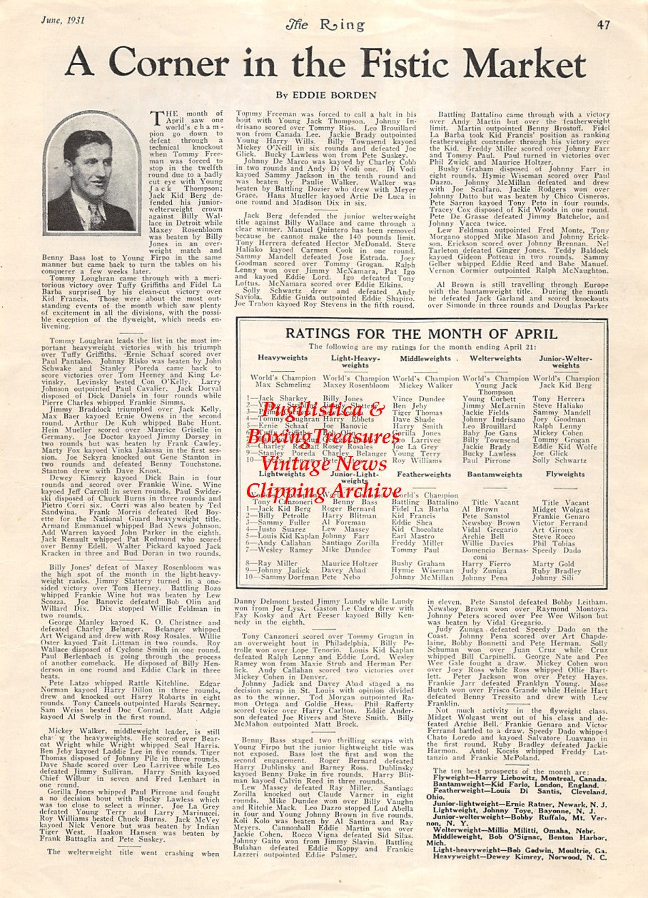 Boxing News Clipping #1880 - Sid Silas, Eddie Borden