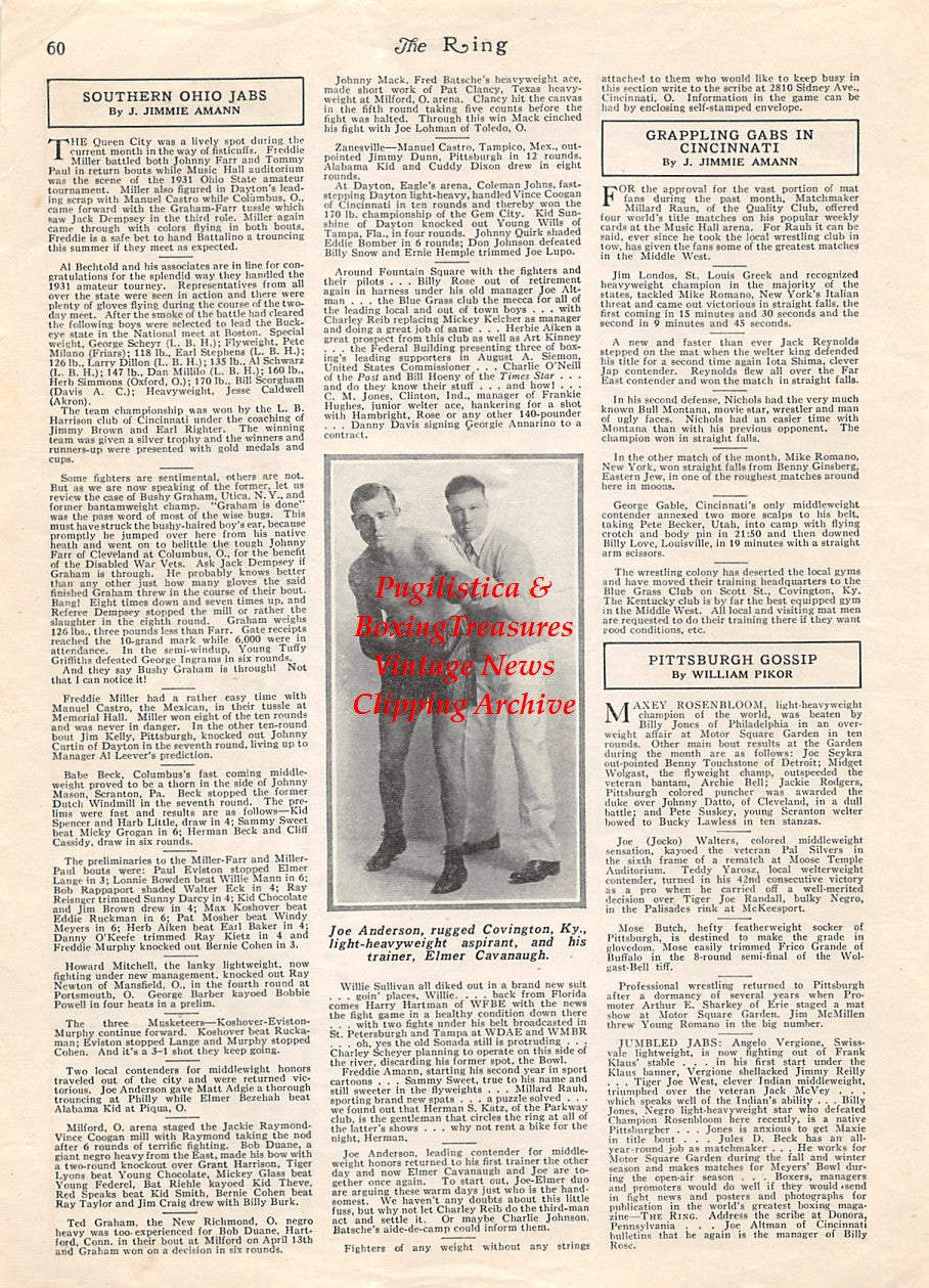 Boxing News Clipping #1884 - Joe Anderson, Elmer Cavanaugh