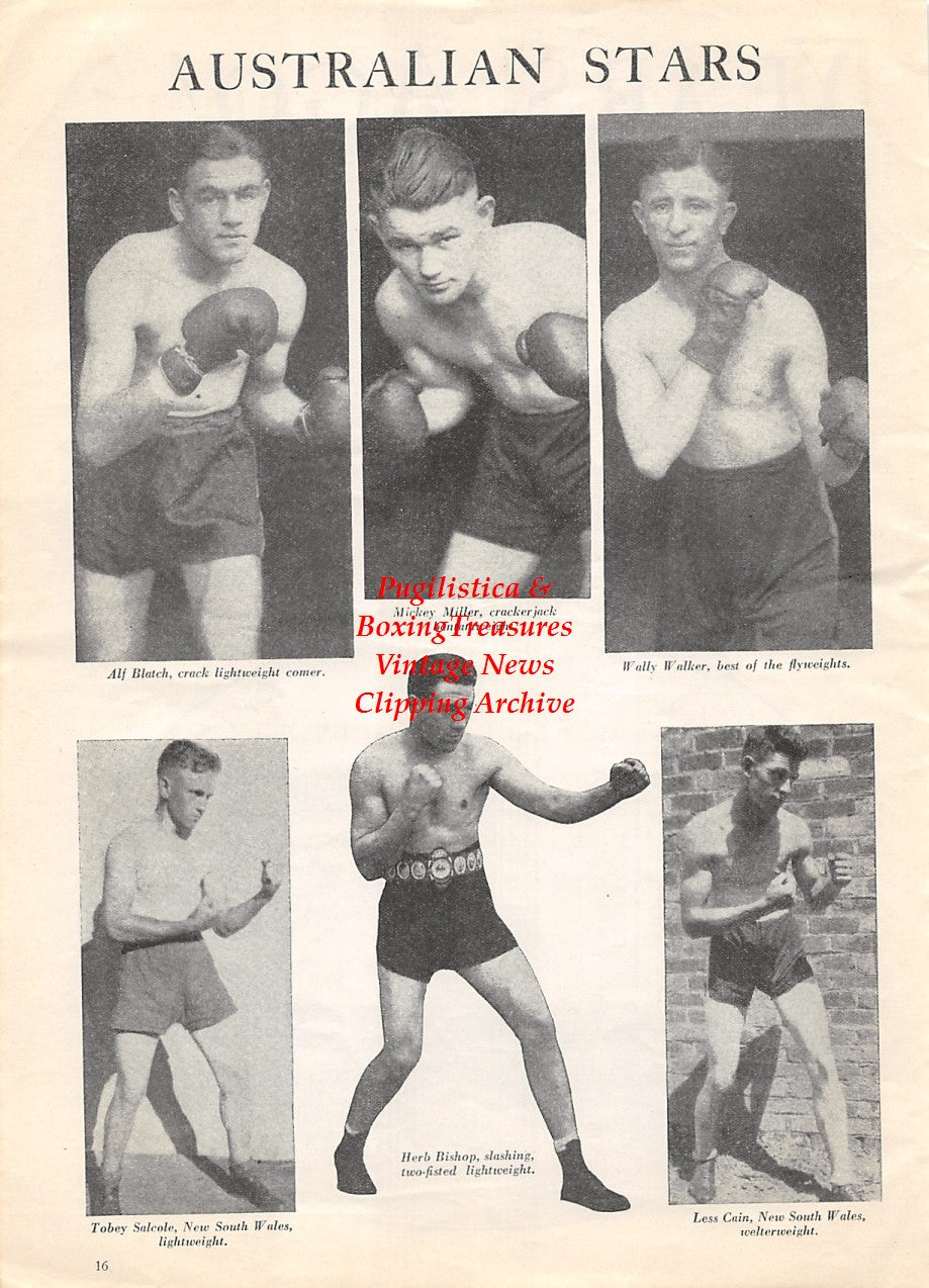 Boxing News Clipping #1893 - Alf Blatch, Mickey Miller, Wally Walker, Tobey Salcole, Herb Bishop, Les Cain, Tex Rickard's "The Northern"