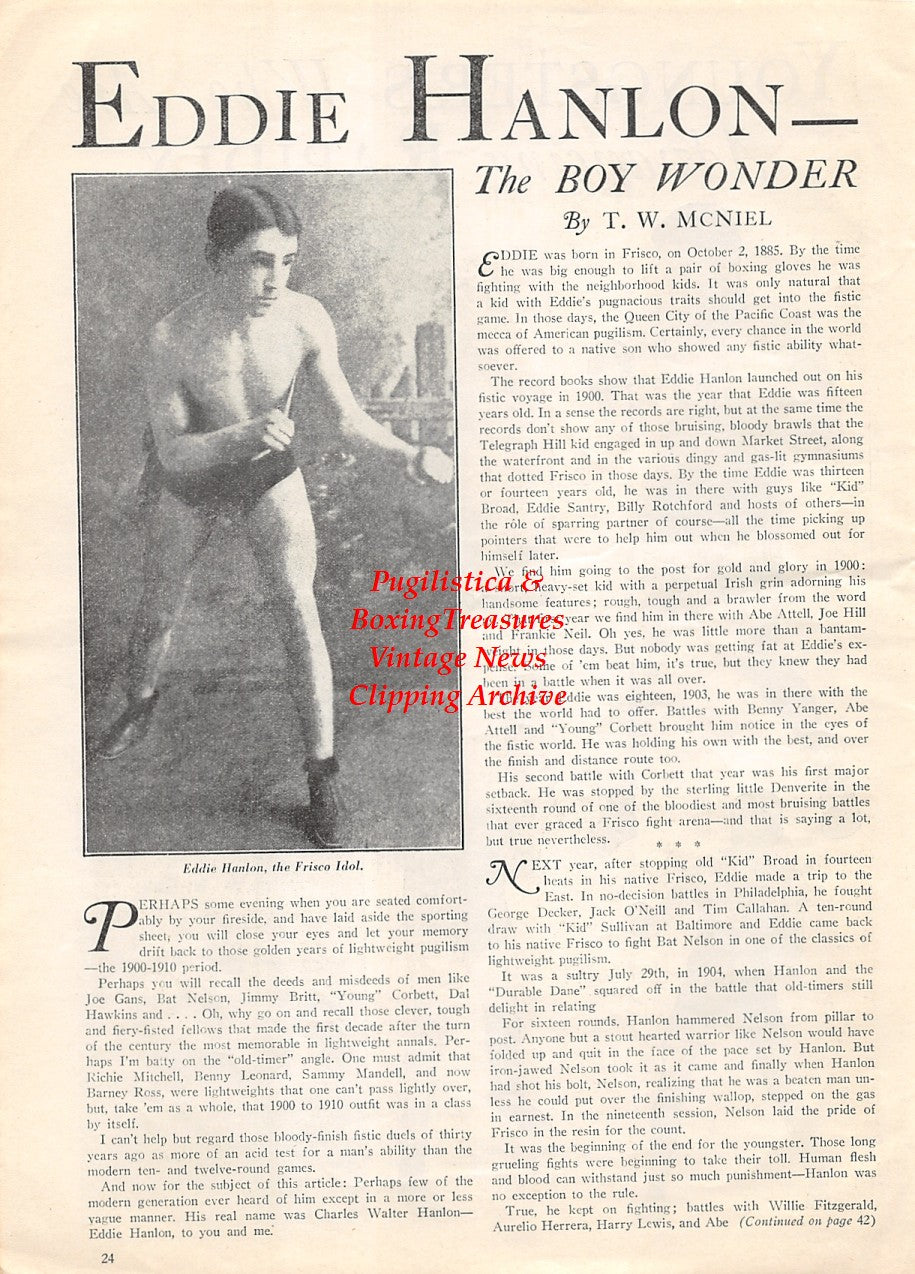 Boxing News Clipping #1896 - Louis Carranza, George Baratko, Herbie Hansford, Frankie Martin, Fanis Tzanetopoulos, Allie Tedesco, Eddie Hanlon