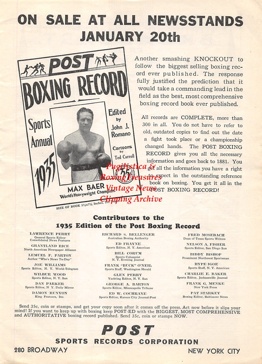 Boxing News Clipping #1902 - Max Baer