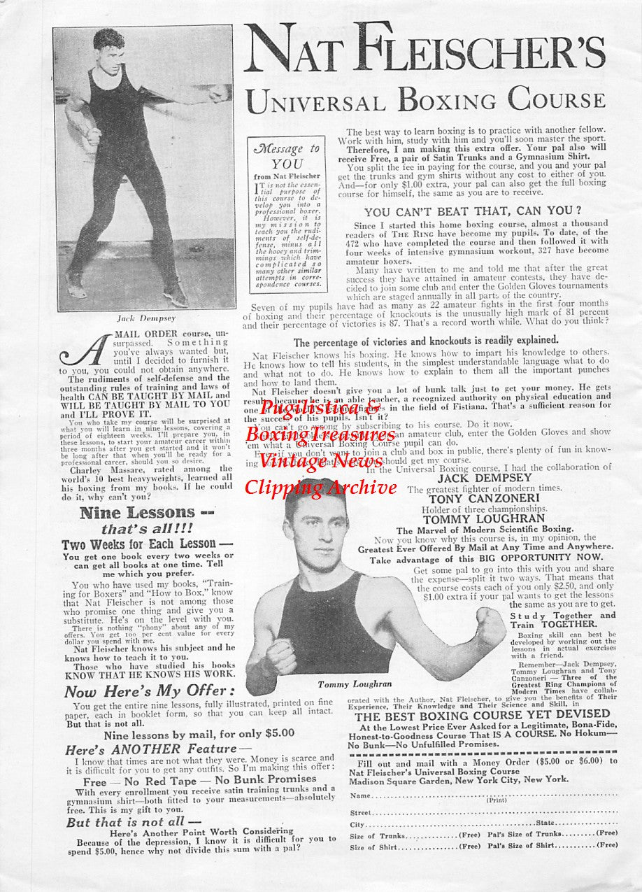 Boxing News Clipping #1903 - Jack Dempsey, Tommy Loughran