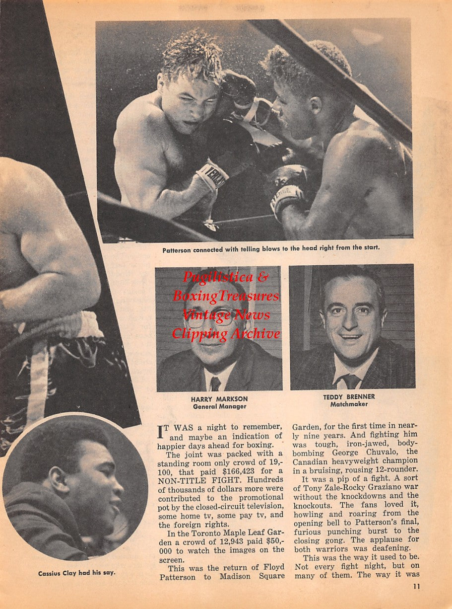 Boxing News Clipping #1907 - Floyd Patterson vs. George Chuvalo, Harry Markson, Teddy Brenner, Muhammad Ali