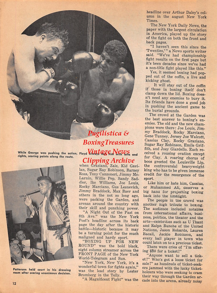 Boxing News Clipping #1907 - Floyd Patterson vs. George Chuvalo, Harry Markson, Teddy Brenner, Muhammad Ali