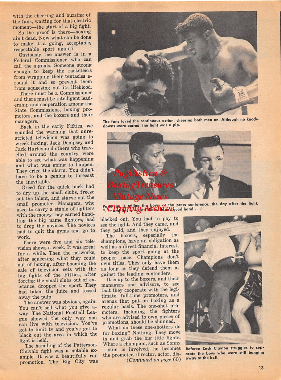 Boxing News Clipping #1908 - Manuel Gonzalez, Floyd Patterson vs. George Chuvalo, Zach Clayton