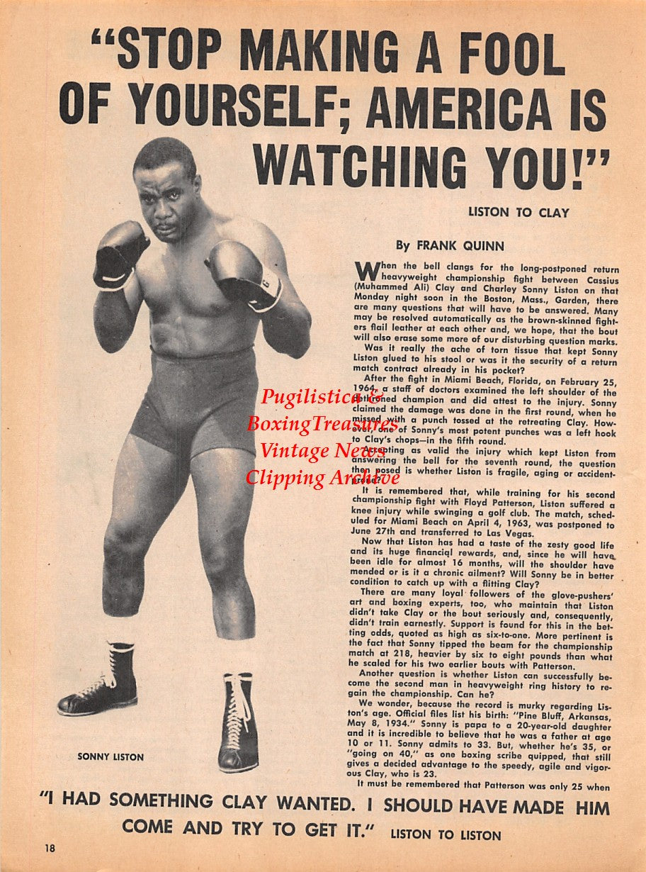 Boxing News Clipping #1910 - Henry Clark, Sonny Liston