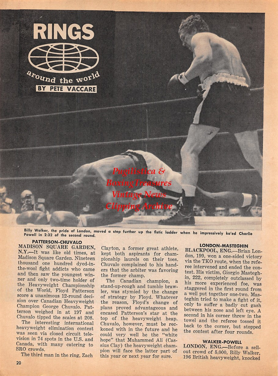 Boxing News Clipping #1911 - Billy Walker vs. Charlie Powell, Muhammad Ali