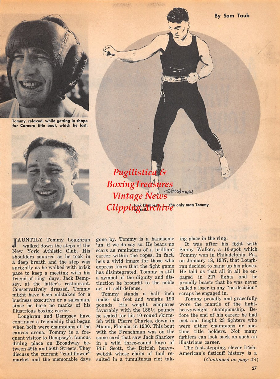 Boxing News Clipping #1915 - Tevel Holeman, Tommy Loughran, Jack Dempsey