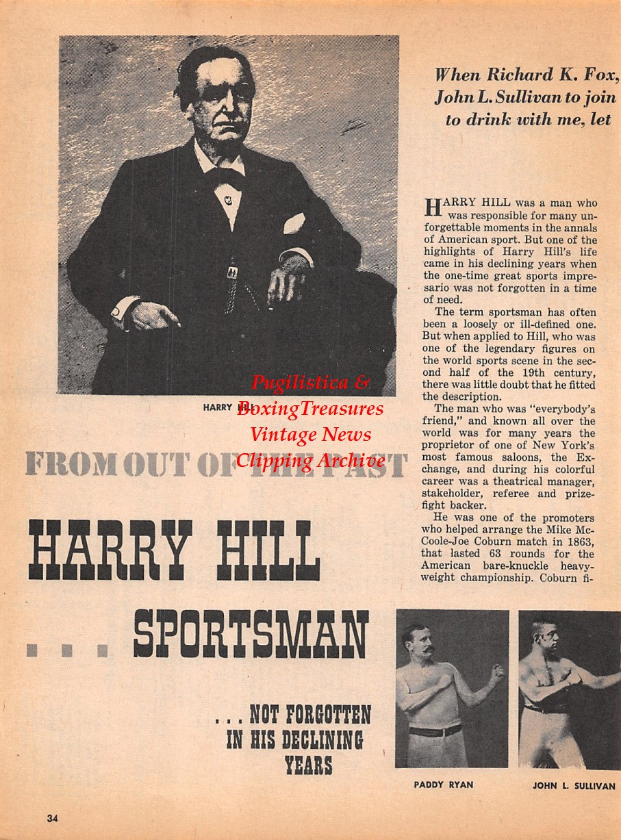Boxing News Clipping #1917 - Harry Hill, Paddy Ryan, John L. Sullivan
