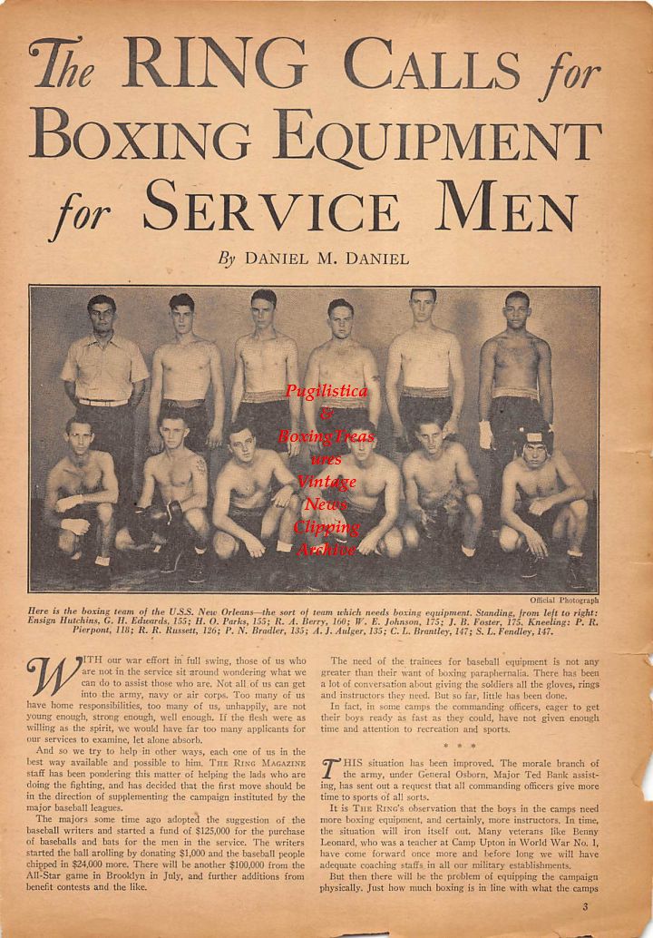 Boxing News Clipping #192 - 1942 U.S.S. New Orleans Boxing Team