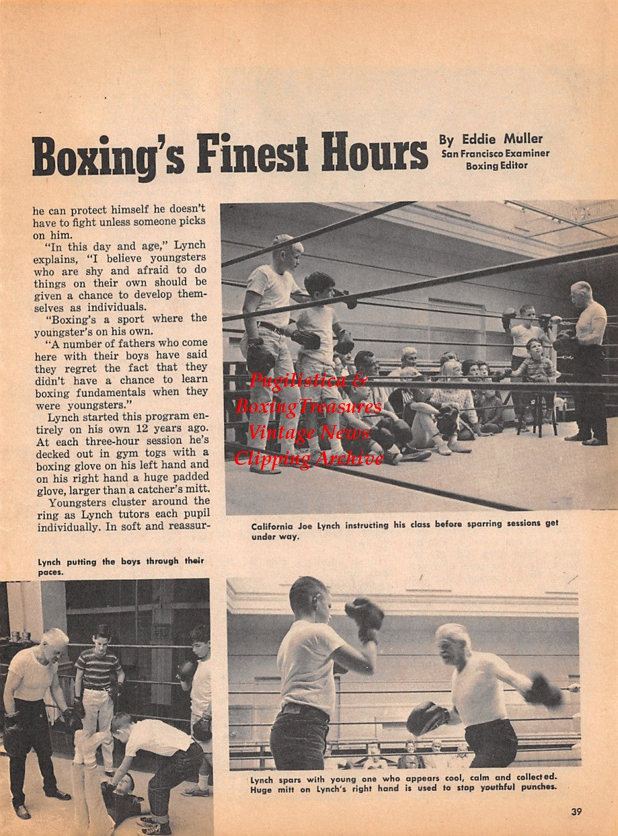 Boxing News Clipping #1920 - California Joe Lynch at Newmans Gym
