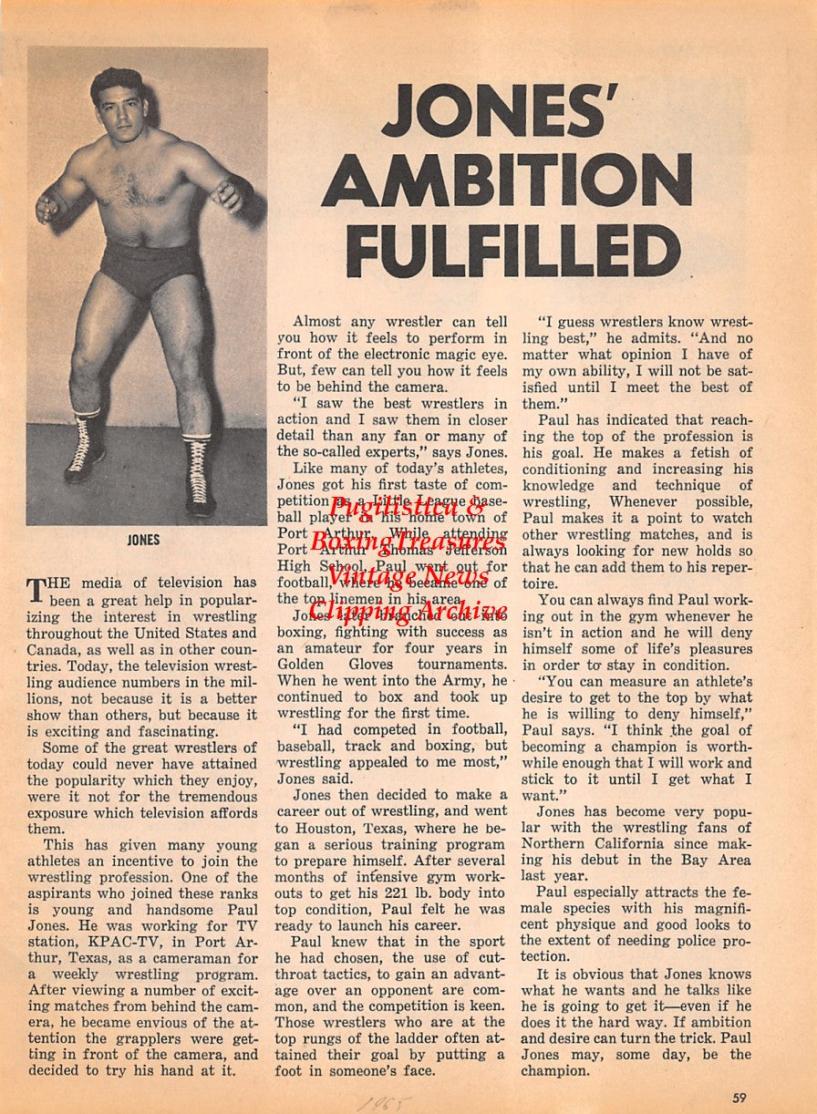 Boxing News Clipping #1923 - George Chuvalo, Muhammad Ali, wrestler Paul Jones