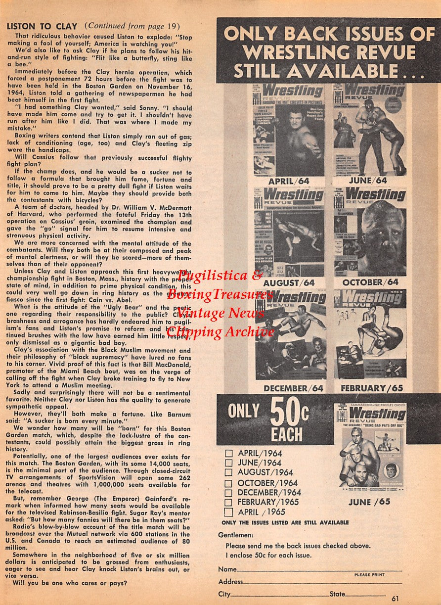 Boxing News Clipping #1924 - Emile Griffith vs. Manuel Gonzalez