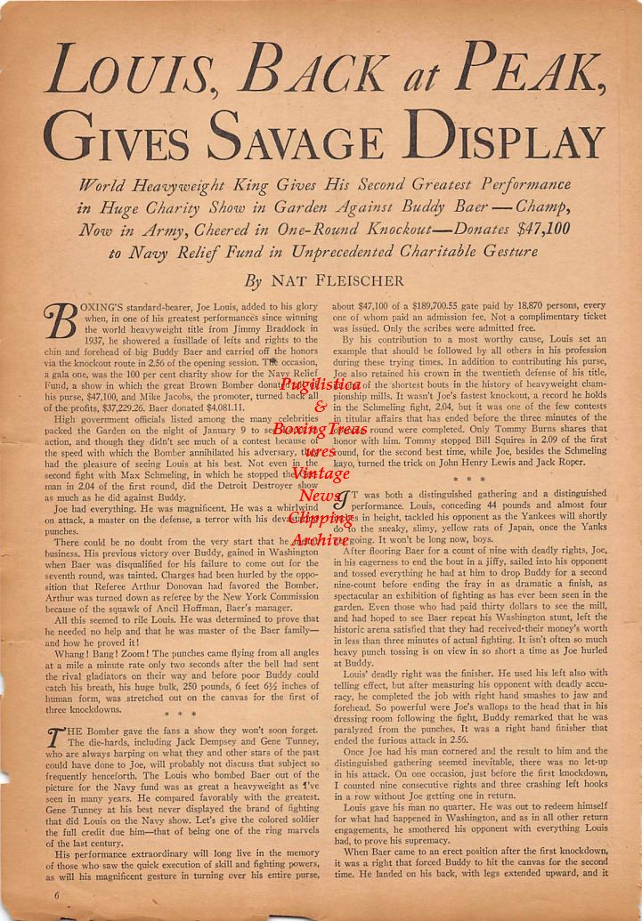 Boxing News Clipping #193 - Joe Louis vs. Buddy Baer