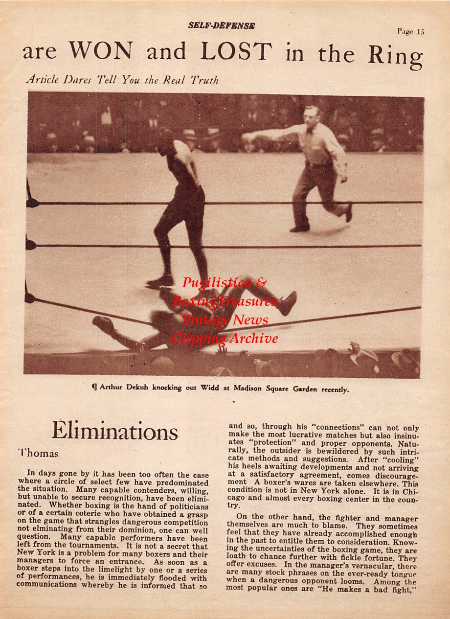 Boxing News Clipping #1932 - Arthur De Kuh vs. Johnny Widd