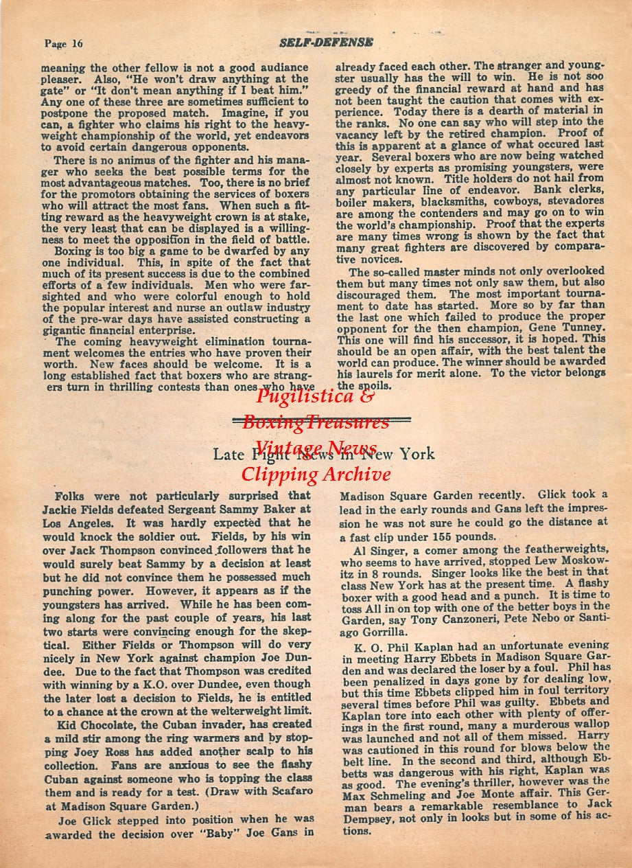 Boxing News Clipping #1932 - Arthur De Kuh vs. Johnny Widd