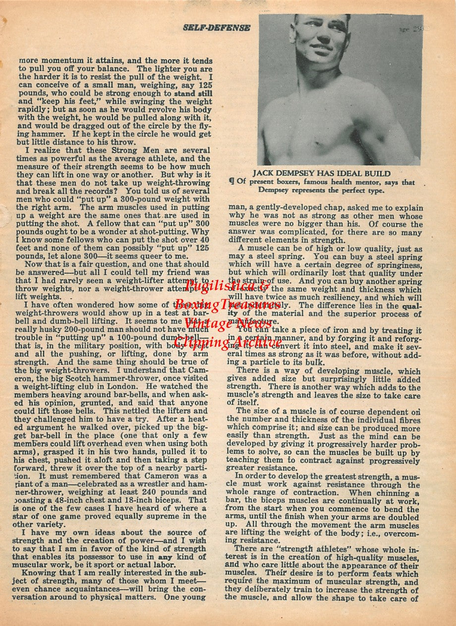 Boxing News Clipping #1936 - Jack Dempsey