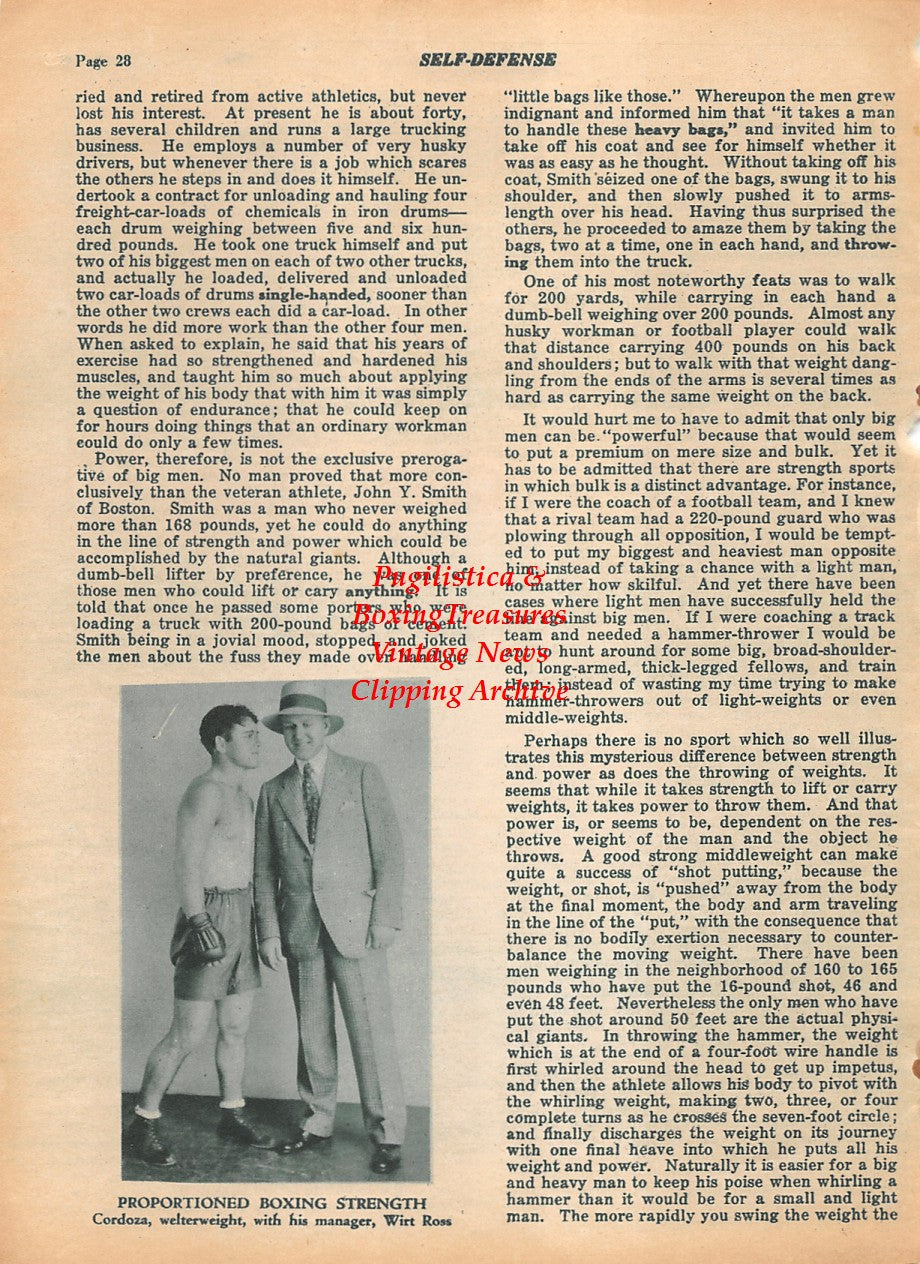 Boxing News Clipping #1937 - Joe Cardoza, Wirt Ross, Billy Ames