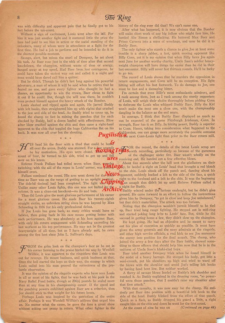 Boxing News Clipping #194 - Joe Louis vs. Buddy Baer