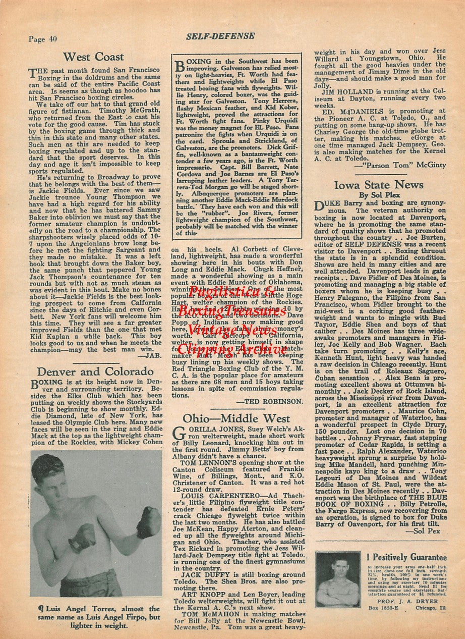 Boxing News Clipping #1941 - Frankie Schoell, Mike Collins, Chuck Hefner, Jack Kanner, Luis Angel Torres