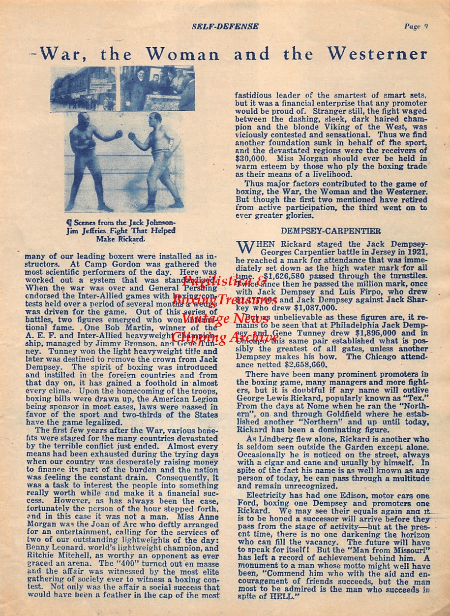 Boxing News Clipping #1947 - Leo P. Flynn, Jack Johnson vs. Jim Jeffries