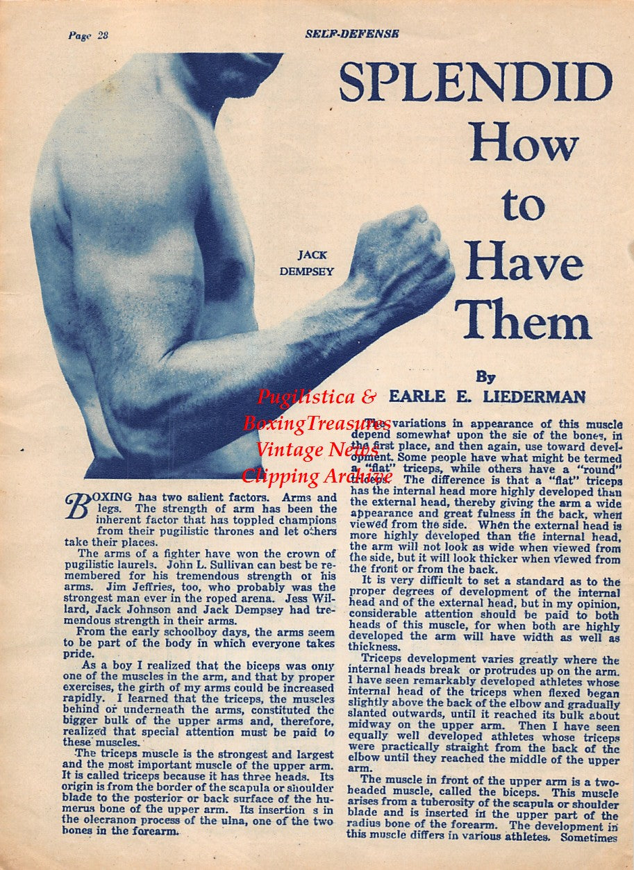 Boxing News Clipping #1954 - Jack Dempsey fist