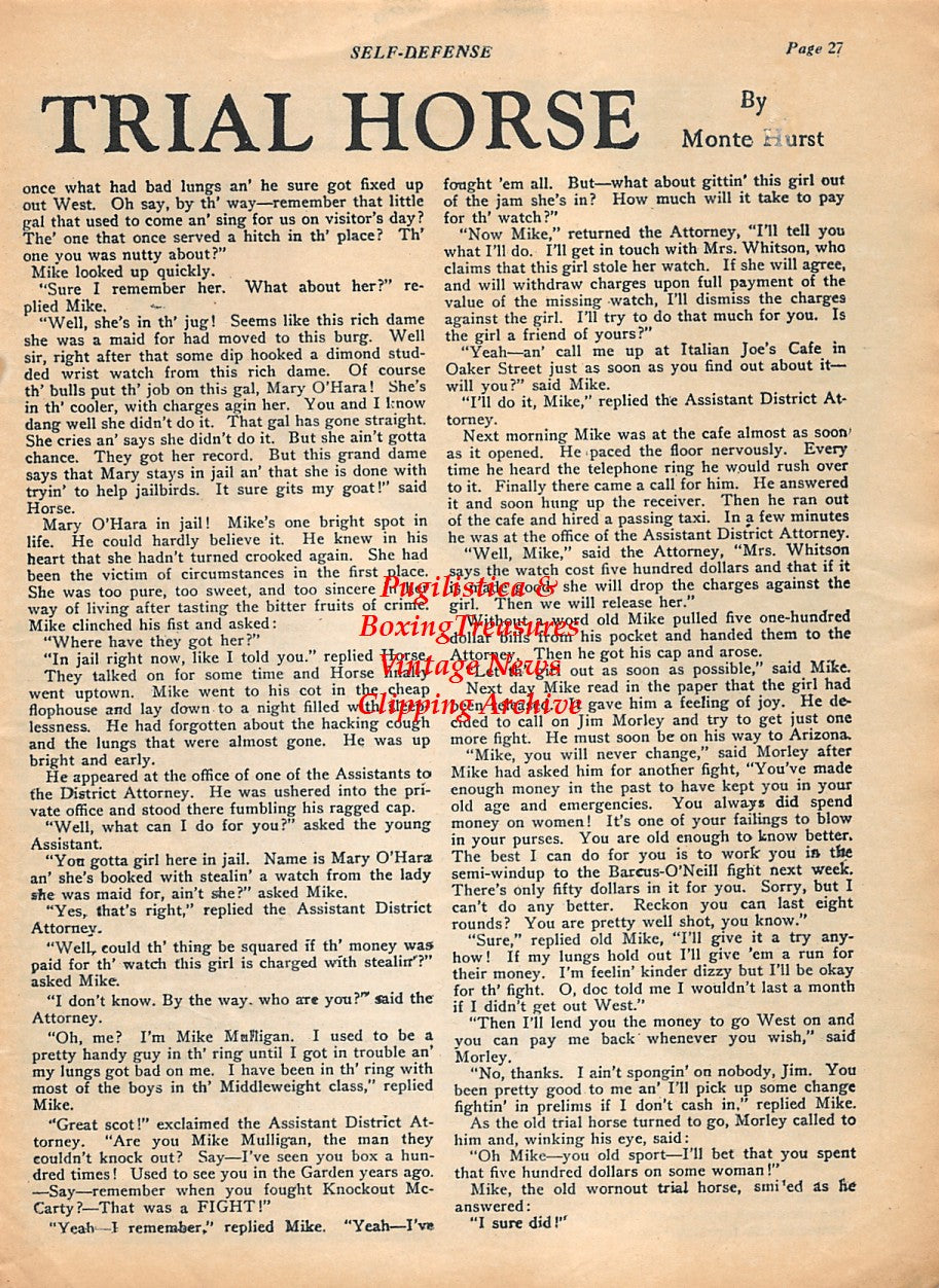 Boxing News Clipping #1954 - Jack Dempsey fist