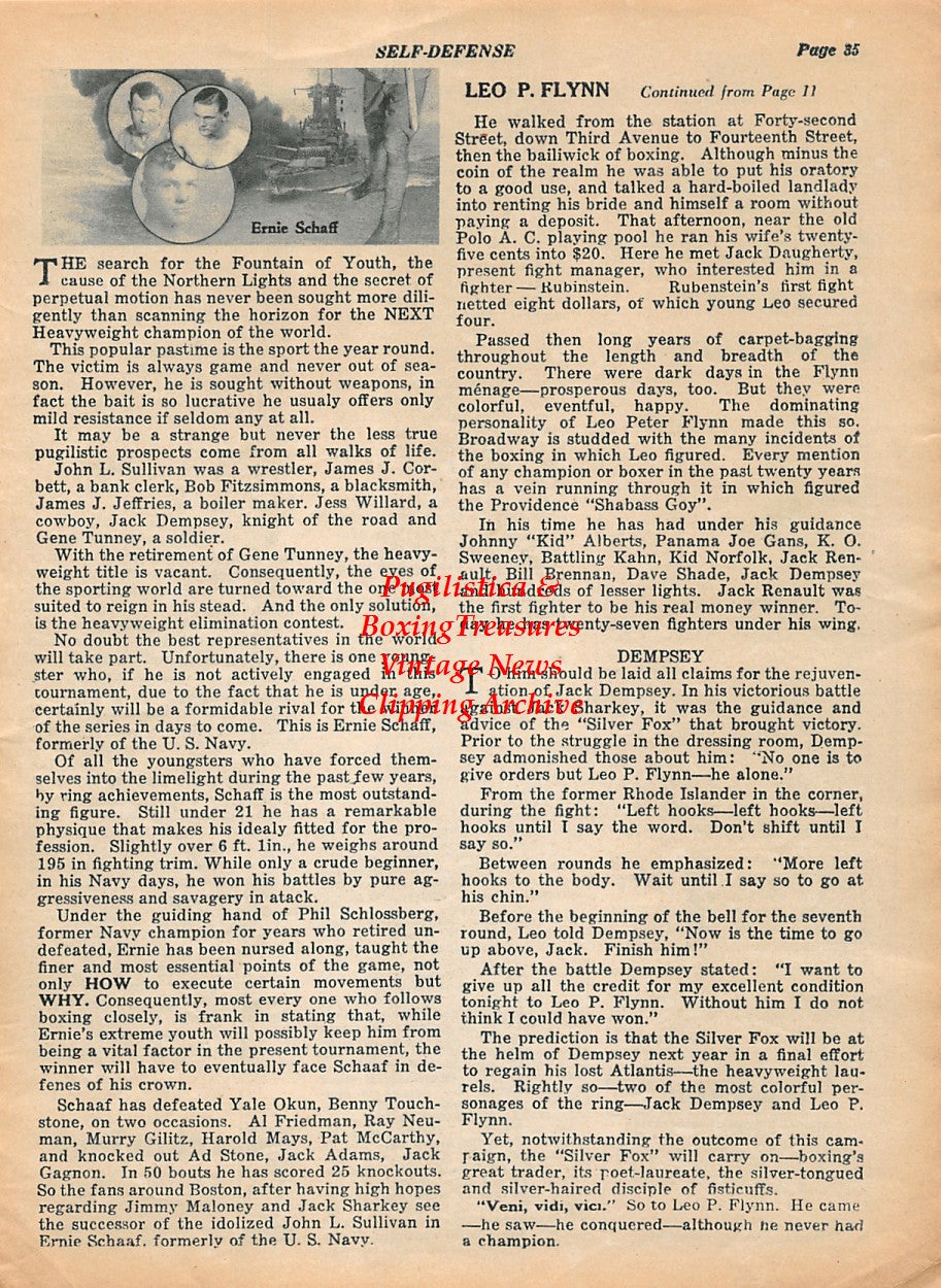 Boxing News Clipping #1958 - Ernie Schaaf, Walk Miller obituary