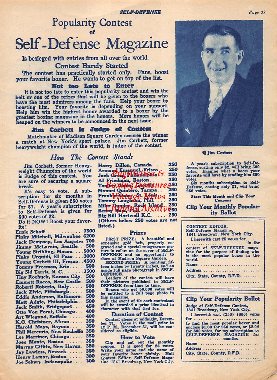 Boxing News Clipping #1959 - Emil Paluso, Joe Rivers (Kansas City), James Corbett