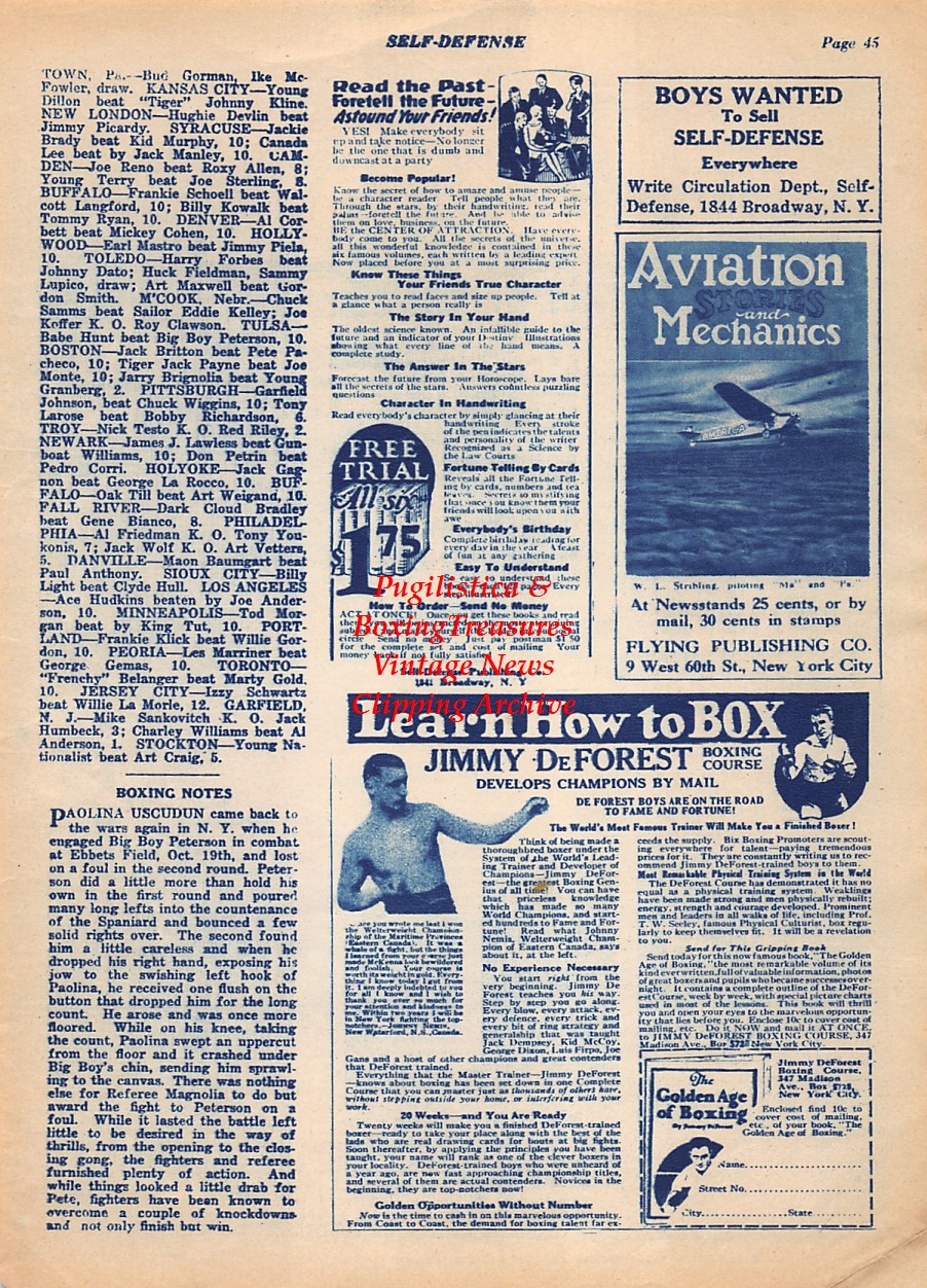Boxing News Clipping #1961 - Jack Dempsey full page pin-up ad