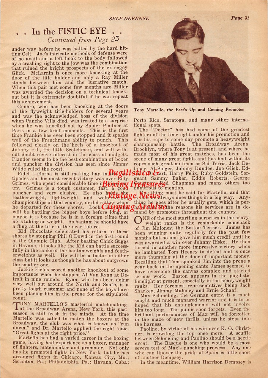 Boxing News Clipping #1970 - Pat Hayward, Morrie Lux, Lawrence King, Tony Martello