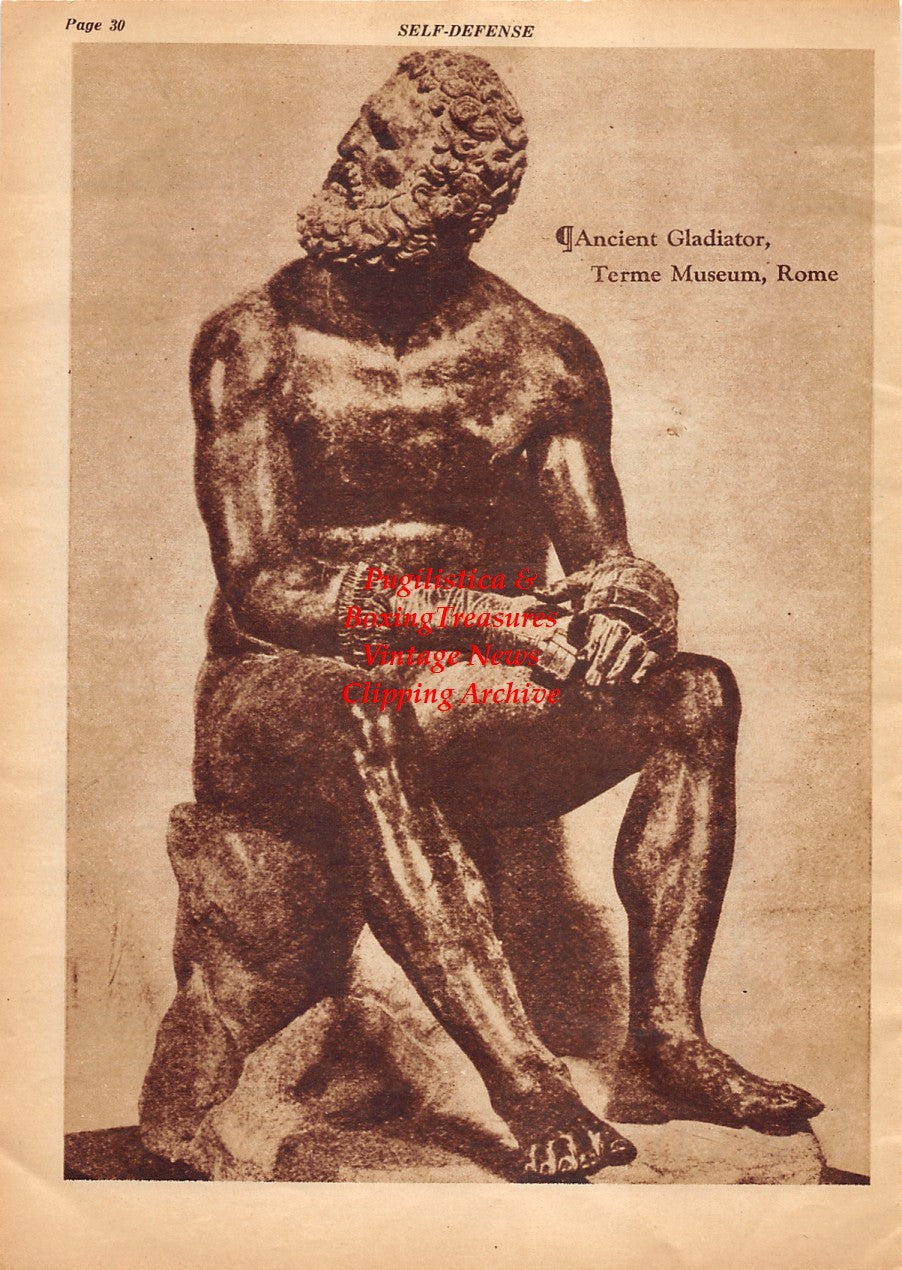 Boxing News Clipping #1971 - Ancient Roman Gladiator with Gloved Hands